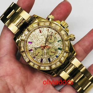 Högkvalitativ mode Iced out Watchesmens handled lyxiga runda cut lab gr ddgu 85no35