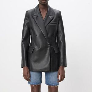 Kvinnor läder långa pu faux blazers kvinnor jacka kappa varumärke kvinnors jackor ytterkläder damrockar kvinnlig kostym