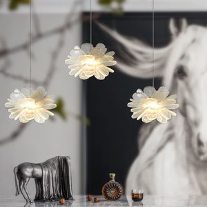 Lotus Flower Pendant Lamps American Luxury Natural Stone Pendant Lights Fixtur