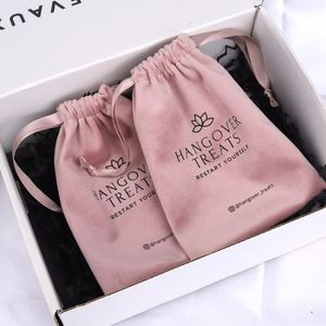 Bolsas de veludo rosa embrulhado em presente 7x9cm 8x10cm 9x12cm 10x15cm pacote 50 bolsas de flanela de jóias de maquiagem de vela de perfume 230221