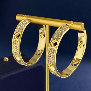 Женские обручи серьги мода женщина Big Circle Diamond Gold Sergring Jewelry Jewelry Luxurys Дизайнерские серьги Серьга Серьга Свадебная пара подарки обручание
