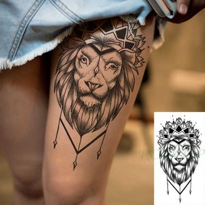 Temporary Tattoos Waterproof Temporary Tattoo Sticker Crown Flower Lion Big Animal Fake Tattoo Flash Arm Leg Tattoo Body Art for Boy Women Men Z0222 Z0222