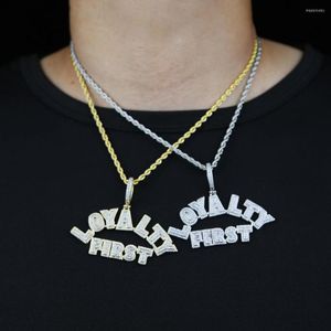 Catene all'ingrosso Fedeltà Hip Hop Prime lettere iniziali Collana pendente per uomo Ragazzo Full Iced Out Bling Cubic Zirconia CZ Pavimentato gioielli