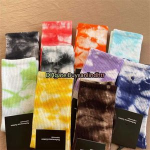 Tie Dyeing mens socks 10 Colors pairs different kinds of white Fashion Women and Men High Quality CLetter Breathable Cotton Sports Sock Wholesale
