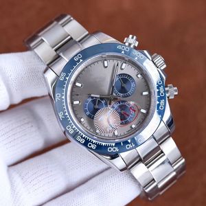 С оригинальной коробкой Mens Automatic Mechanical Watch Clean T Заводская версия 40 мм 904L Керамическая рамка с серым синим кристаллическим циклом Полностью восстановленные водостойкие часы 2023