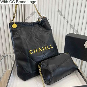 CC Shopping Bags Vintage Top Shiny Oil Wax Lambskin 22 Bags Classic Quilted Gold Metal Hardware Shopping Handbags Coins Chain Shoulder With Mini Wallets Large C