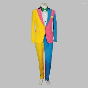 Men's Suits Irregular Colorful Stage Outfits Men's Magician Clown Performance Nightclub Male Singer Host Blazers Pants Set Costume 4XL