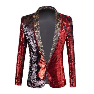 Men's Suits Blazers Shiny Decorated Jacket for Night Club Graduation Homme Cost Sequin DJ Black 230222