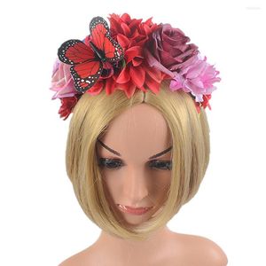 Headpieces 1Pc Fashion Faux Flower Hair Hoop Party Headwear Festive Halloween Headband Nonslip Butterfly Accessories