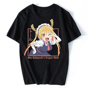 Camisetas masculinas Miss Kobayashi Dragon Maid Anime Kobayashi-San Tohru Eruma T-shirt Summer Men Casual Cotton Women camisetas 022223H