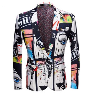 Abiti da uomo Blazer Fashion Beauty Stampato Blazer Design Plus Size Hip Casual Maschile Slim Fit Giacca Cantante Costume Coat 230222