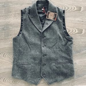 Kamizelki kamizelki męskie kamizelka ciemnoszare klimat wełna wełna Tweed Business Kurtka kamizelka swobodna Slim Fit Gilet Homme 230222