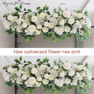 Dekoratif çiçek çelenkleri 50 100cm diy düğün çiçek duvarı düzenleme malzemeleri ipek peonies gül yapay çiçek sıra dekor evlilik demir kemer zemin 230221