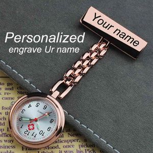 Personalizado personalizado gravado com seu nome Aço inoxidável Pino de lapela Broche Broche Rose Gold FOB Enfermeira Watch247i