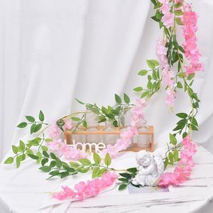 Decorative Flowers Artificial Flower Vine Ivy Leaf Garland Wall Hanging Plant Rattan String Fake Wisteria For Home Wedding Party Arch Decor