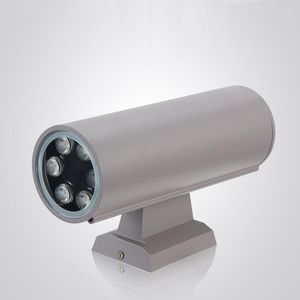 V￤gglampa upp ner dubbla huvudljus utomhusvattent￤t 6W 12W 18W LED -aluminiumr￶r cirkul￤r tr￤dg￥rdskorridor veranda