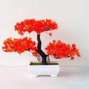 Decorative Flowers 1pc Simulation Plant Bonsai Plastic Flower Potted Green Plants Fake Ornaments Artificial Small Tree