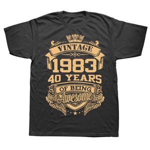 Мужские футболки новинка 1983 г. 40 лет, когда я стал потрясающим 40-й футболки, графическая хлопковая уличная одежда с коротким рукавом подарки на день рождения летняя футболка 022223H
