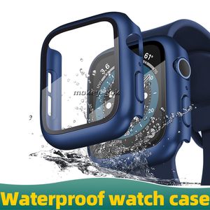 Wasserdichtes Gehäuse für Smart i Watch, schützende Kunststoffabdeckungen in Schwarz, Serie 6, 5, 44 mm, Bildschirmglas, individuell, 40 mm, 41 mm, 45 mm, 42 mm, für Apple Watch-Gehäuse