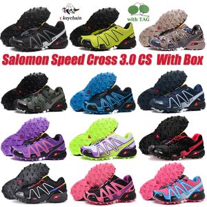 2023 Yeni Speed ​​Cross 3.0 Koşu Ayakkabıları III CS Dış Mekan Yürüyüş Ayakkabı Siyah Beyaz Mavi Kırmızı Sarı Yeşil Speedcross Erkek Kadın Eğitmenler Spor Spor ayakkabıları kutu