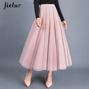 Casual Dresses Jielur Röcke Damen Herbst 3 Schichten Prinzessin Tüll Mesh Faltenrock Saia Female Jupe Sommer Tutu Röcke Faldas Mujer Moda 230222