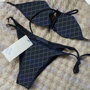 Lettera Rhinestone Bikini da bagno femminile da bagno sexy Halter Ladies Swimsuit Suit Summer Beach Thong Bathing costine