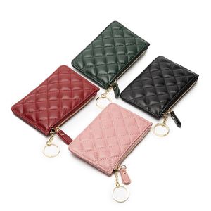 Женский короткий организатор кошелек сплошной цвет Hasp Mini Swells Womens Bags Целая кредитная карта подлинная кожаная черная красная серая Q35x30263N