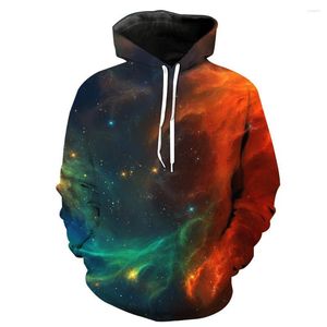 Herrtröjor cnuuikooek tröjor 3d röd och grön stjärna tryckt huva pocket pullover hoody mode