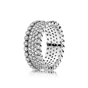 Full CZ Diamond Band Wedding Wedding For Pandora Autentyczna biżuteria na imprezę srebrną dla kobiet dziewczyny Pierścienie zaręczynowe z oryginalnym zestawem