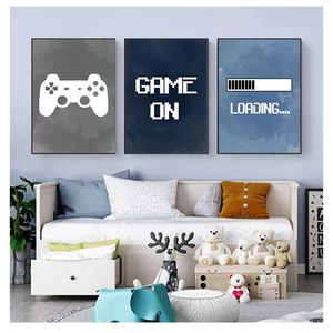 Nursery Boys Wall Decor Gaming Party Affisch M￥lning Child Boy Gifts Gaming Room Decoration Video Game Wall Art Canvas m￥lning woo