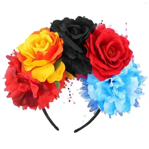 Bandanas Flower Headband Rose Floralwomenheadbands Hair Mexican Headpiece Deadthe Day Halloween Hat Hoop Fascinator Fascinatorscostume