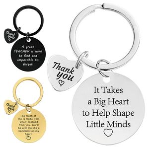 Stainless Steel Keychain Pendant Thank You Teacher's Day Gift Key Chains Metal Keychains Keyring