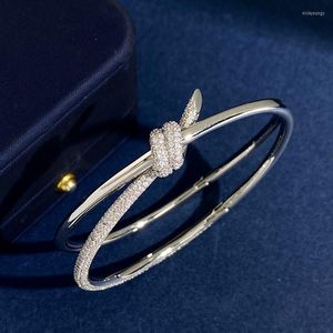 Braggle Niche Brand 925 Silver Ploted Cross Knot for Women Fashion CZ Zircon Bracelets High Version Jewelry