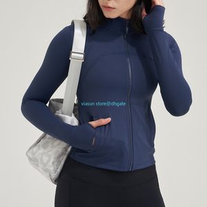 Lu yoga kıyafetleri Kadın Ceketi Koşu Ceketi Slim Fit Ceketi Koşu Çabuk Kuruyan Parmak Delikli Üstler Spor Ceketi Kadın Sportwear Kış