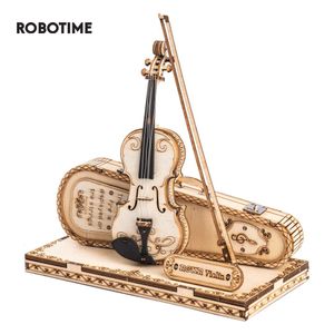 Blocks Robotime ROKR Violin Capriccio Model 3D Wooden Puzzle Easy Assembly Kits Musical DIY Gifts for Boys Girls Building Blocks TG604K 230222