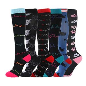 5pc strumpor Hosiery 67 par Kompressionsstrumpa Rinnande Sport Socks Kvinnor Knä Hög ödem Anti Trötthet Diabetes Varicose Venes Compression Socks Z0221