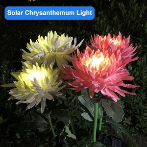 Rasenlampen Wasserdichte solarbetriebene Chrysanthemen-LED-Lampe im Freien Gartendekoration Geschenklicht für Hoflandschaftsdekor RE
