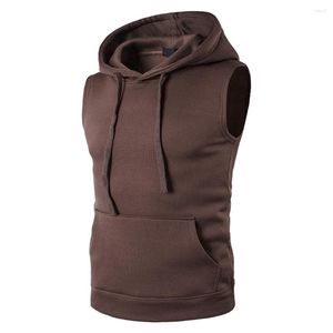 Men's Hoodies Fashion Design Men Sleeveless Hooded Top Casual Slim Muscle Show Sweatshirt 2023