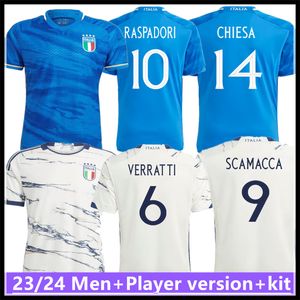 23 24 24 Koszulki piłkarskie Italys Scamacca Immobile Chiesa Football koszulki Raspadori Jorginho Barella Bastoni Verratti Maglia Italiana National Drużyna 2023 2024