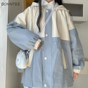 Damenjacken Jacken Damen Blau Frühling Täglich Koreanischer Stil Patchwork Lässig Basic Preppy Allgleiches Studentin Mädchen Kawaii Sonnenschutz 230222