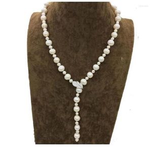 Pendant Necklaces 22''7-11mm South Sea Genuine White Pearl Scarf NECKLACE Fine Jewelry