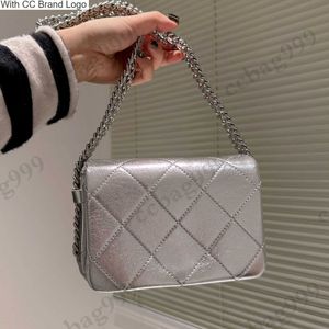 CC Shoulder Bags Classic Quilted Rolled Chain Designer Bags Genuine Leather Diamond Silver Metal Heavy Chain Totes Shoulder Purse French Women Mini Handbags Cro