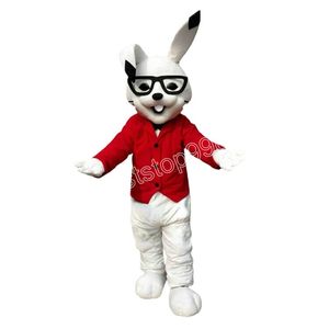 Desempenho Halloween P￡scoa Rabbit Mascote Costume Simula￧￣o Cartoon Charact Personagem adultos Tamanho do Natal A publicidade ao ar livre Terno para homens para homens Mulheres