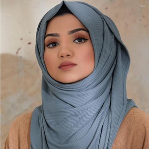 Ethnic Clothing Muslim Ramadan Crinkle Hijab Jersey Bandana Scarf Women Turban Scarves Long Islamic Headscarf Hoofddoek Women's Head