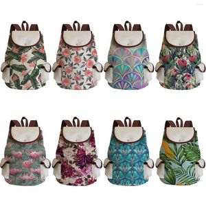 Bolsas escolares infantil casual garotas mochila diariamente de alta capacidade de folhas verdes bonitas femininas plantam chá floral imprimir o