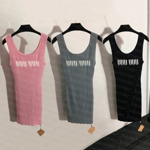 Women Sexy Knitting Dress Sleeveless Knits Dresses Summer Breathable Tight Dress Party Bodycon Dresses