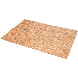 Bath Mats Bamboo Non-Slip Mat With Roll-Up Design For Spa Sauna - Indoor Outdoor Use Kitchen Bedroom Bathroom Toilet