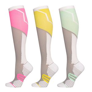 5 st strumpor Hosiery Nylon Män och kvinnor Svettas absorberande tryckstrumpor Sträng Komprimering Cykelstrumpor Långväska Trend Personliga strumpor Z0221