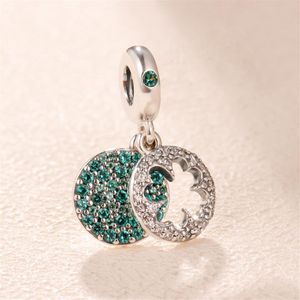 925 Sterling srebrna olśniewająca koniczyka Dangle Pendant Charm Bead for European Pandora Jewelry Charm Bracelets216o