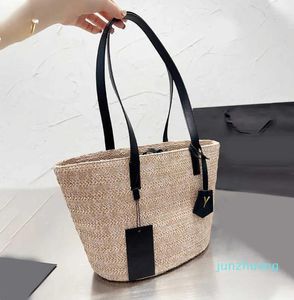 Tote Bages the Tote Bag Women Słomka szydełkowa torebka damska moda 2233 Duża pojemność Lady Solid Color torebki 230218